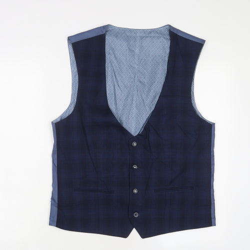 Spitual Fields Mens Blue Polyester Jacket Suit Waistcoat Size L Regular