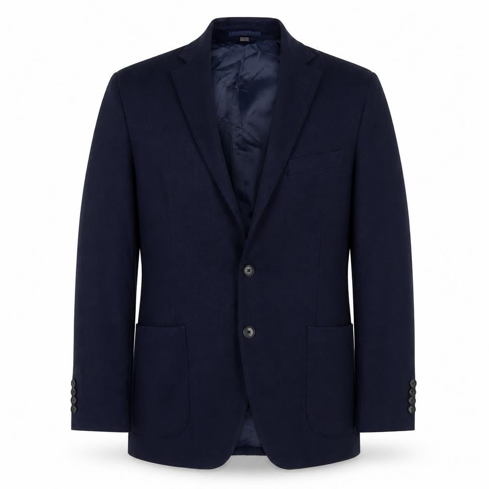Front view of Marks & Spencer men’s blue polyamide jacket suit jacket, size 42, regular