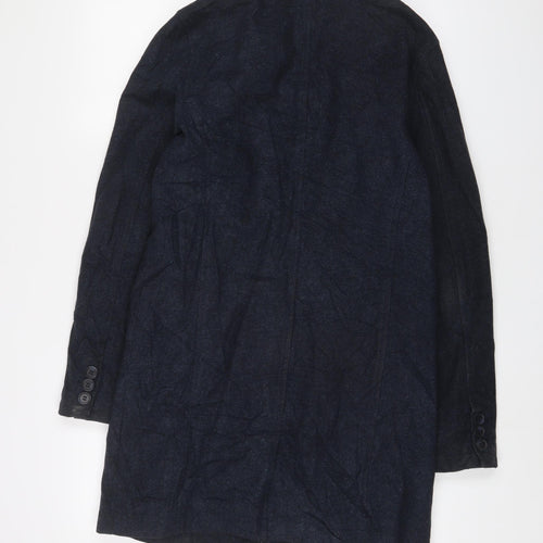 Topman Mens Blue Overcoat Coat Size S Button