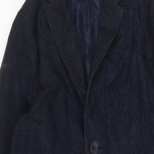 Topman Mens Blue Overcoat Coat Size S Button