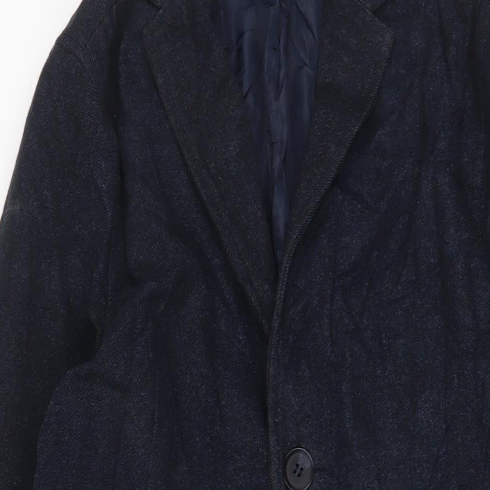 Topman Mens Blue Overcoat Coat Size S Button
