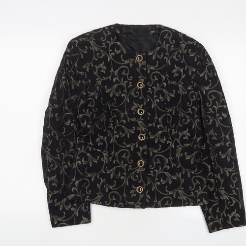 Country Casuals Womens Black Fair Isle Jacket Blazer Size 10 Button