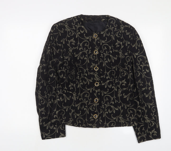 Country Casuals Womens Black Fair Isle Jacket Blazer Size 10 Button
