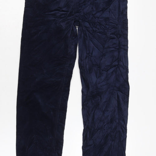 Marks and Spencer Womens Blue Cotton Trousers Size 8 L30 in Regular Zip