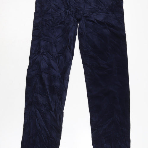 Marks and Spencer Womens Blue Cotton Trousers Size 8 L30 in Regular Zip