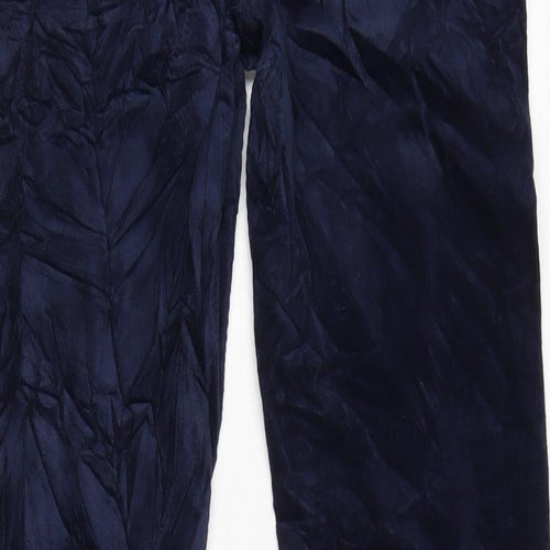 Marks and Spencer Womens Blue Cotton Trousers Size 8 L30 in Regular Zip