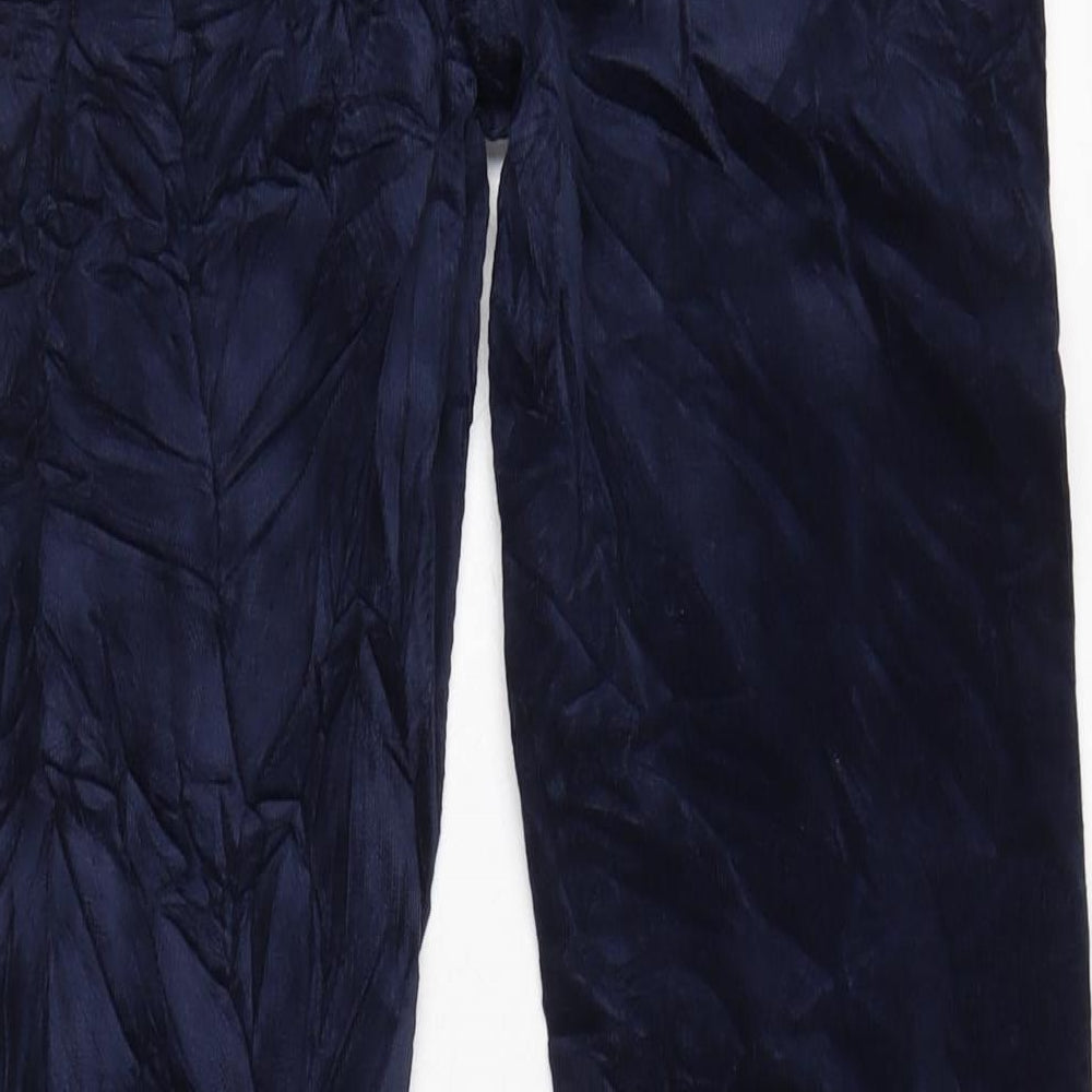 Marks and Spencer Womens Blue Cotton Trousers Size 8 L30 in Regular Zip