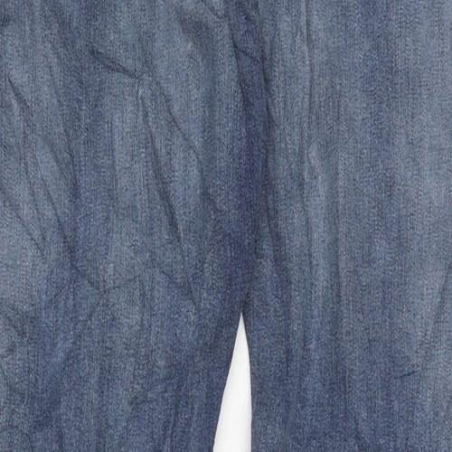 Marks and Spencer Mens Blue Cotton Blend Straight Jeans Size 36 in L32 in Regular Zip