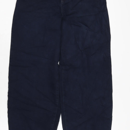 Marks and Spencer Womens Blue Cotton Blend Straight Jeans Size 6 L28.5 in Regular Zip