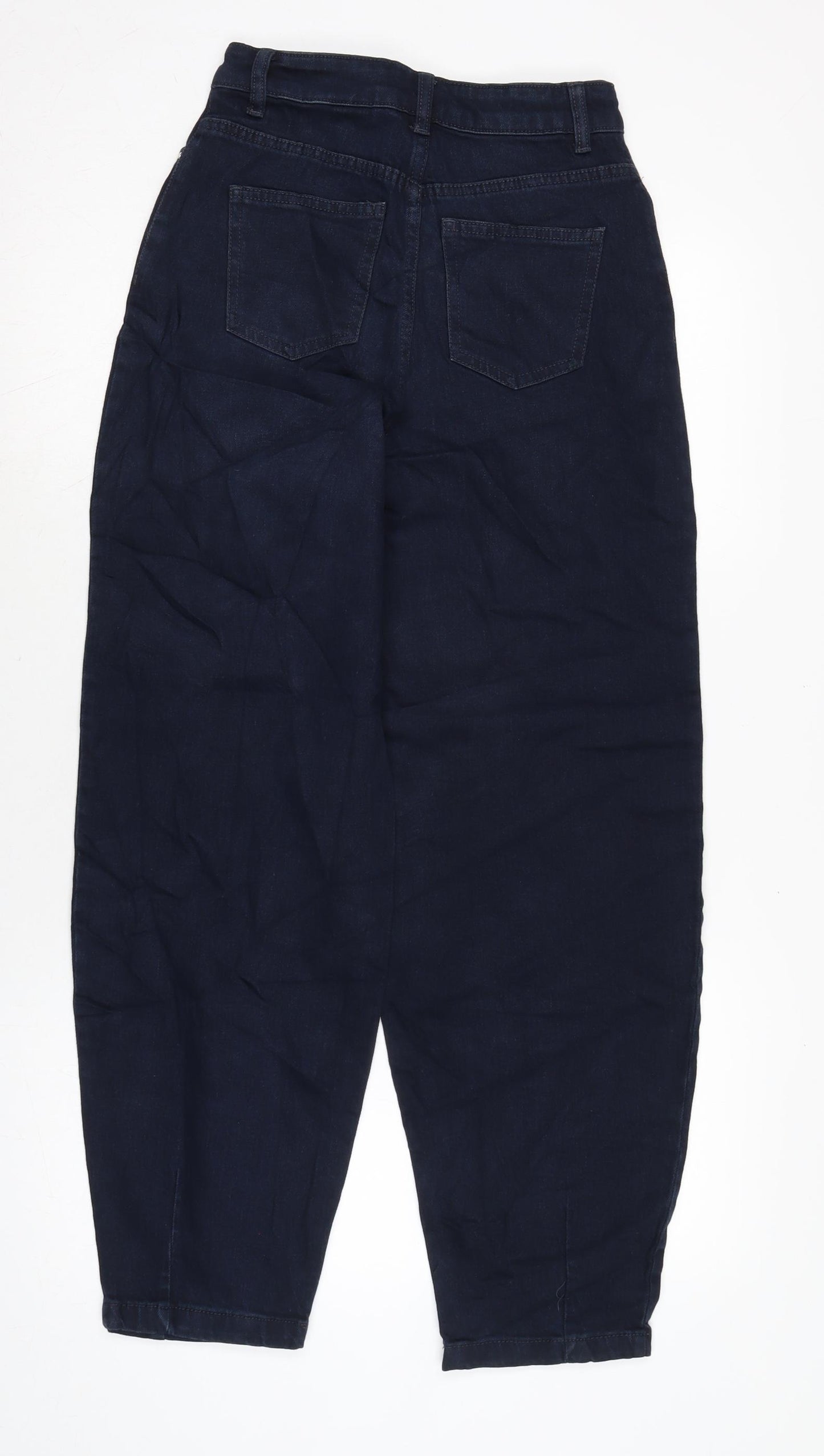 Marks and Spencer Womens Blue Cotton Blend Straight Jeans Size 6 L28.5 in Regular Zip