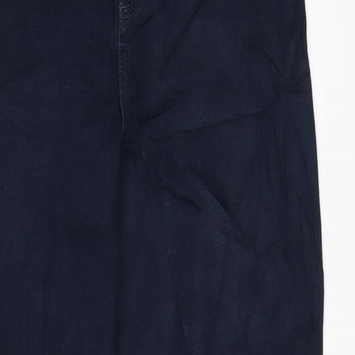 Marks and Spencer Womens Blue Cotton Blend Straight Jeans Size 6 L28.5 in Regular Zip