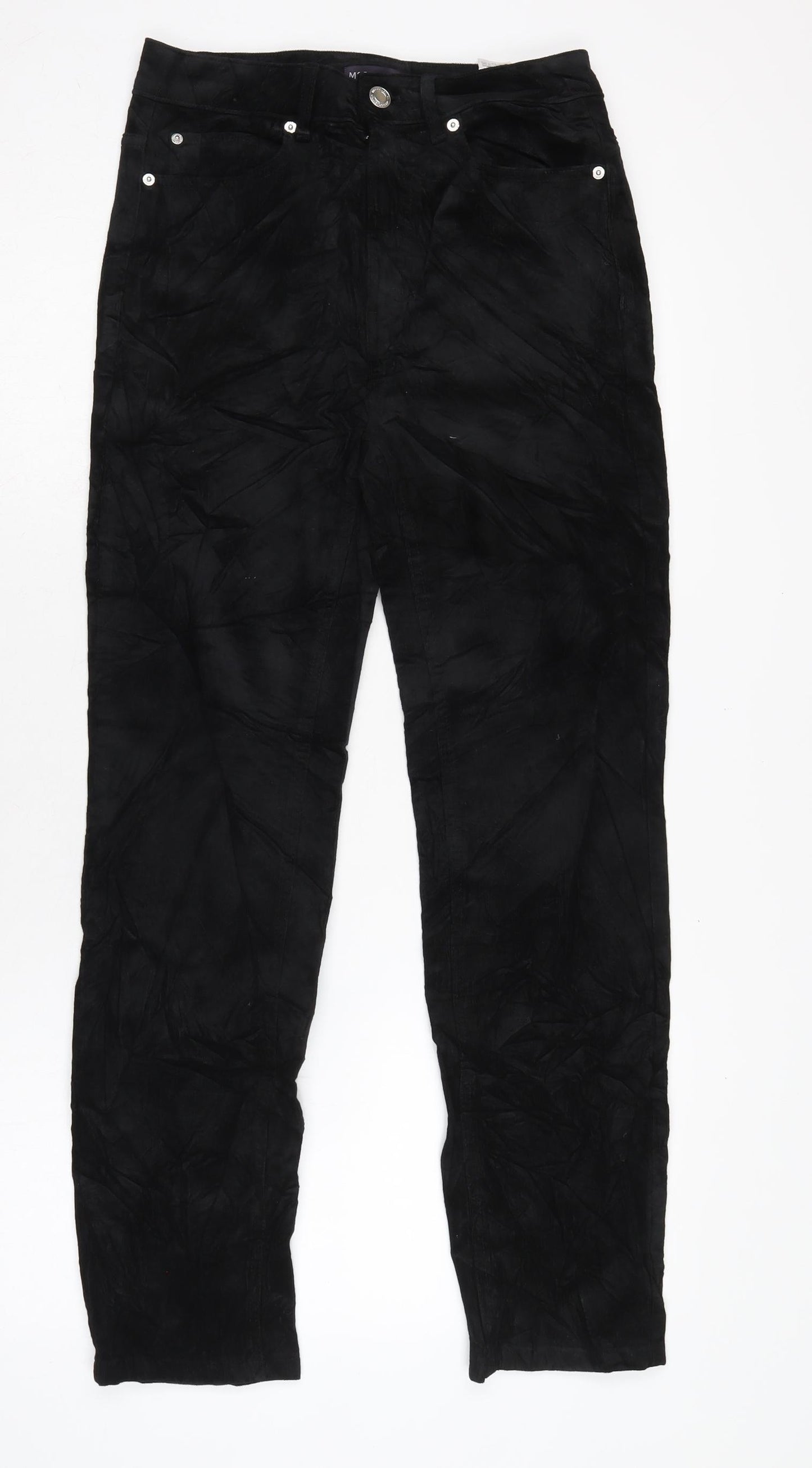 Marks and Spencer Womens Black Cotton Sweatpants Trousers Size 10 L28 in Regular Zip