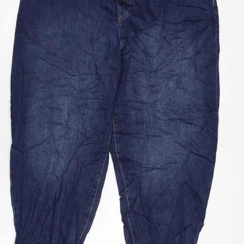 Marks and Spencer Womens Blue Cotton Blend Straight Jeans Size 20 L26 in Regular Zip