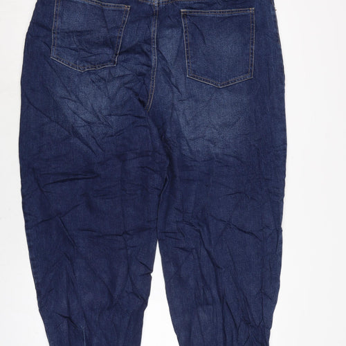 Marks and Spencer Womens Blue Cotton Blend Straight Jeans Size 20 L26 in Regular Zip