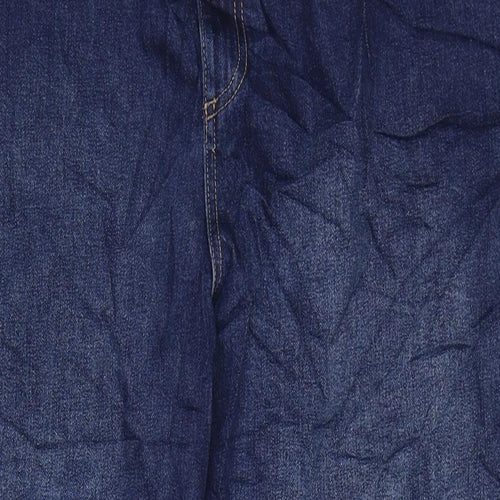 Marks and Spencer Womens Blue Cotton Blend Straight Jeans Size 20 L26 in Regular Zip