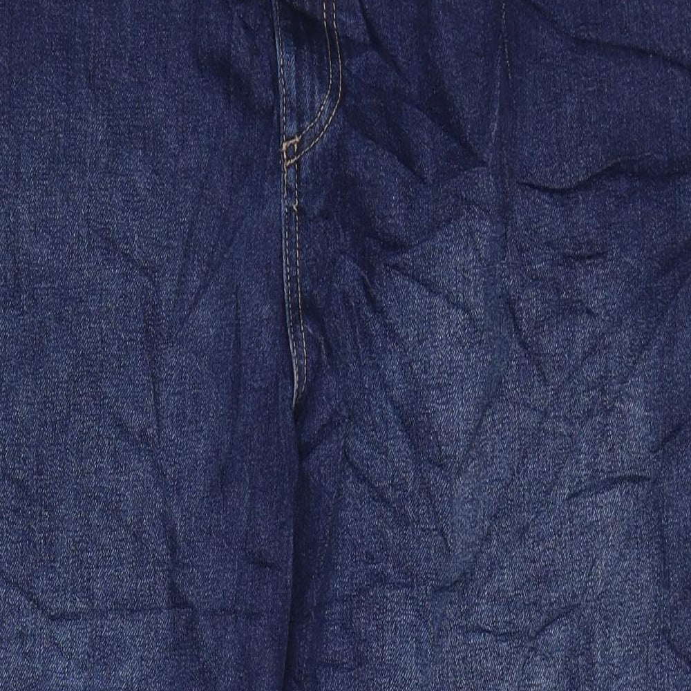 Marks and Spencer Womens Blue Cotton Blend Straight Jeans Size 20 L26 in Regular Zip