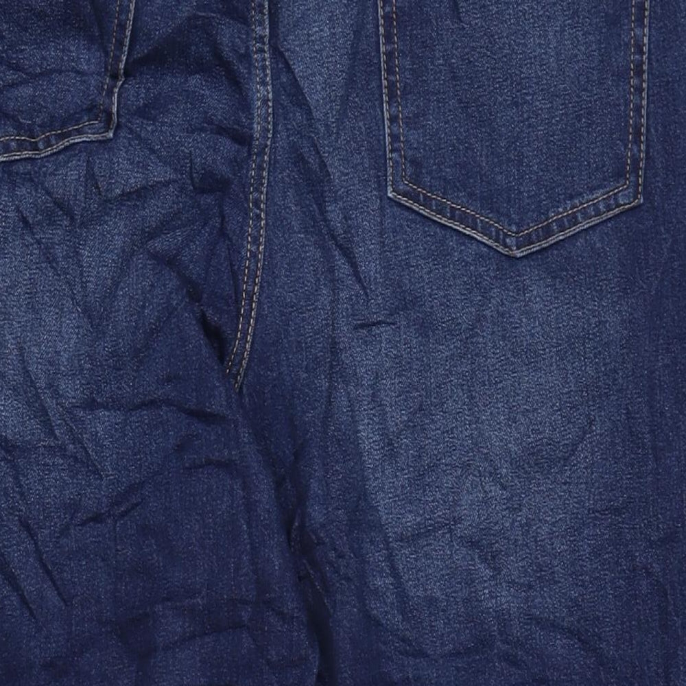 Marks and Spencer Womens Blue Cotton Blend Straight Jeans Size 20 L26 in Regular Zip