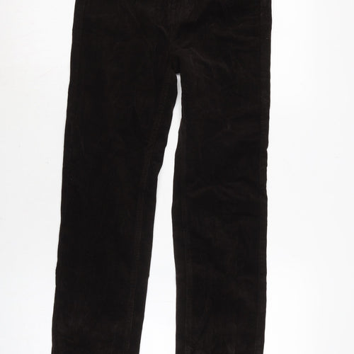 Marks and Spencer Womens Brown Cotton Trousers Size 6 L31 in Regular Zip