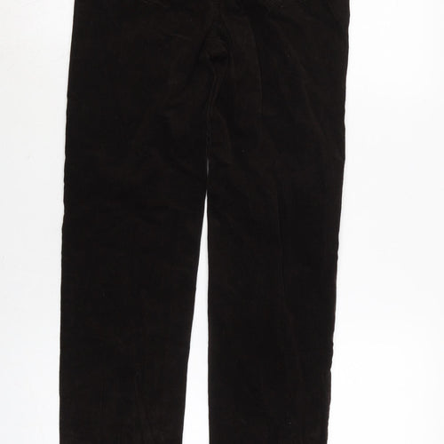 Marks and Spencer Womens Brown Cotton Trousers Size 6 L31 in Regular Zip