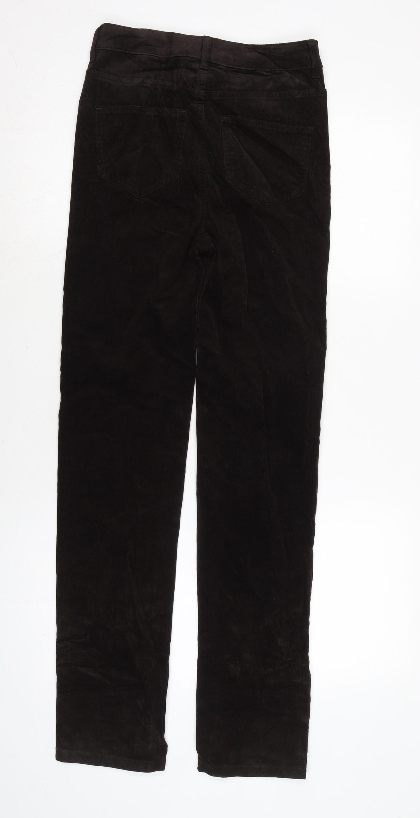 Marks and Spencer Womens Brown Cotton Trousers Size 6 L31 in Regular Zip