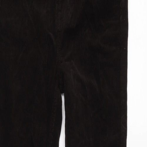 Marks and Spencer Womens Brown Cotton Trousers Size 6 L31 in Regular Zip