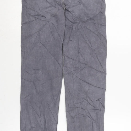 Marks and Spencer Womens Grey Cotton Blend Straight Jeans Size 8 L32 in Regular Zip