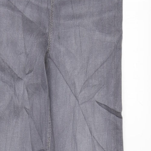 Marks and Spencer Womens Grey Cotton Blend Straight Jeans Size 8 L32 in Regular Zip