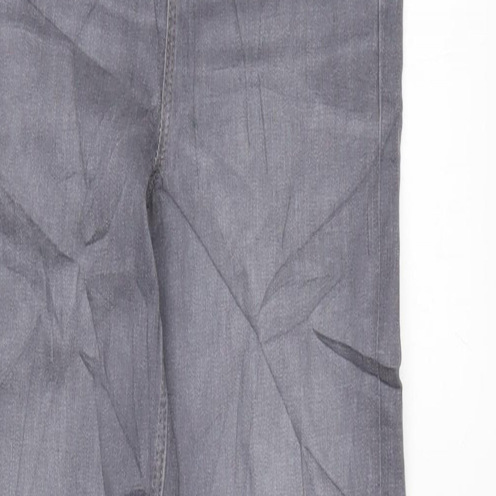 Marks and Spencer Womens Grey Cotton Blend Straight Jeans Size 8 L32 in Regular Zip
