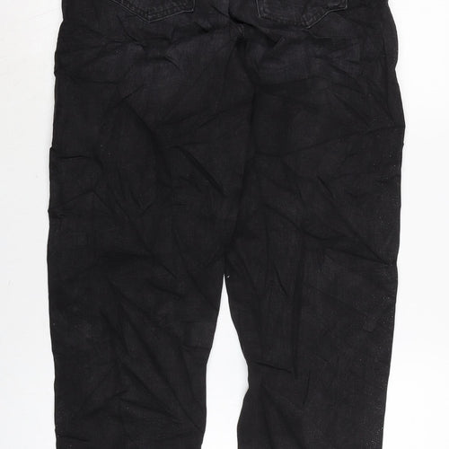 Marks and Spencer Womens Blue Cotton Blend Mom Jeans Size 8 L29 in Regular Zip - Glitter stripe down sides.