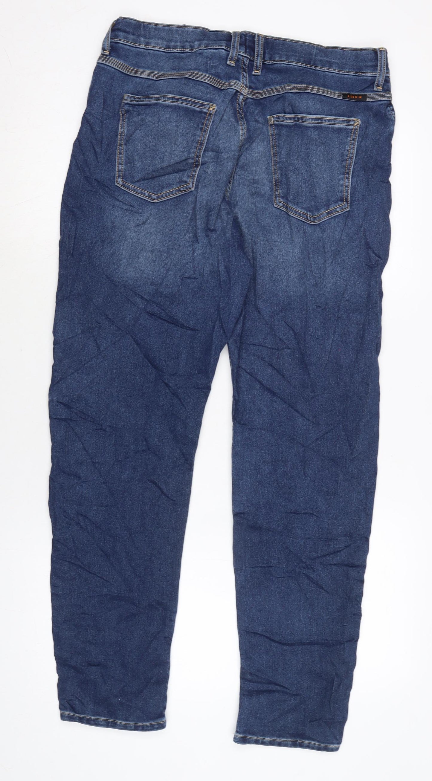 H&M Girls Blue Cotton Straight Jeans Size 14 Years L28 in Regular Tie