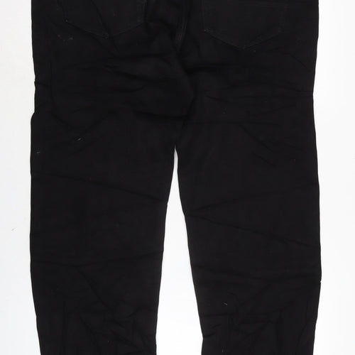 Marks and Spencer Mens Black Cotton Straight Jeans Size 3XL L33 in Regular Zip