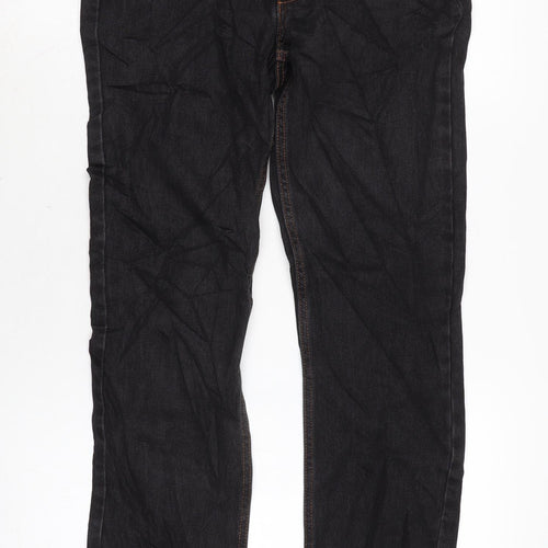 Weekday Mens Black Cotton Straight Jeans Size 27 in L32 in Regular Zip