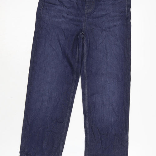 Marks and Spencer Womens Blue Cotton Blend Straight Jeans Size 6 L26 in Regular Tie