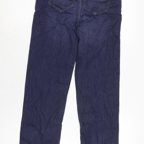 Marks and Spencer Womens Blue Cotton Blend Straight Jeans Size 6 L26 in Regular Tie