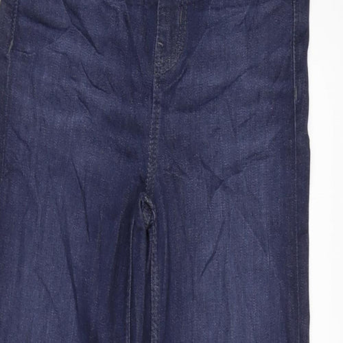 Marks and Spencer Womens Blue Cotton Blend Straight Jeans Size 6 L26 in Regular Tie