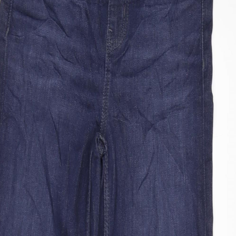 Marks and Spencer Womens Blue Cotton Blend Straight Jeans Size 6 L26 in Regular Tie