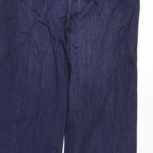 Marks and Spencer Womens Blue Cotton Blend Straight Jeans Size 6 L26 in Regular Tie