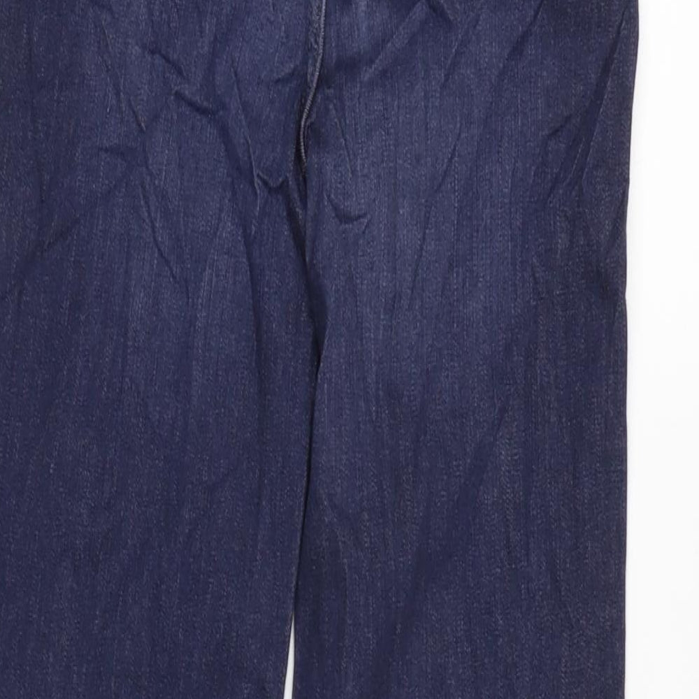 Marks and Spencer Womens Blue Cotton Blend Straight Jeans Size 6 L26 in Regular Tie