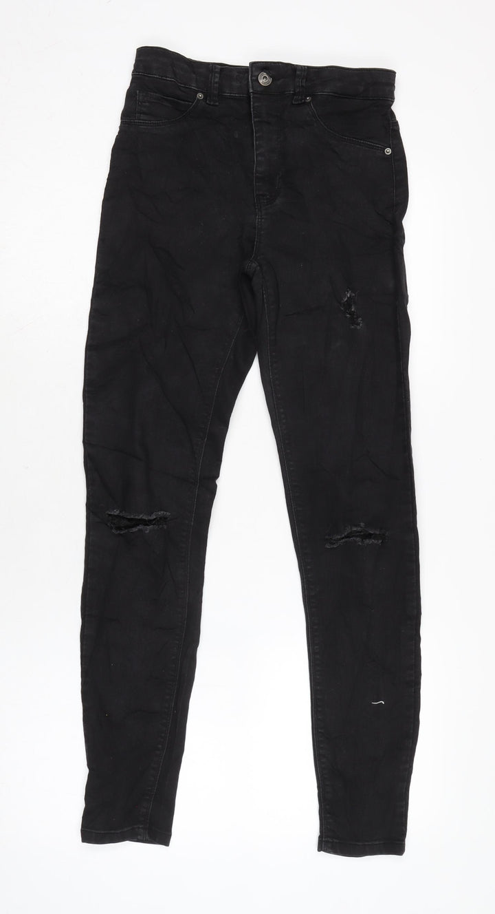 Berksha Womens Black Cotton Blend Tapered Jeans Size 8 L28 in Regular Zip