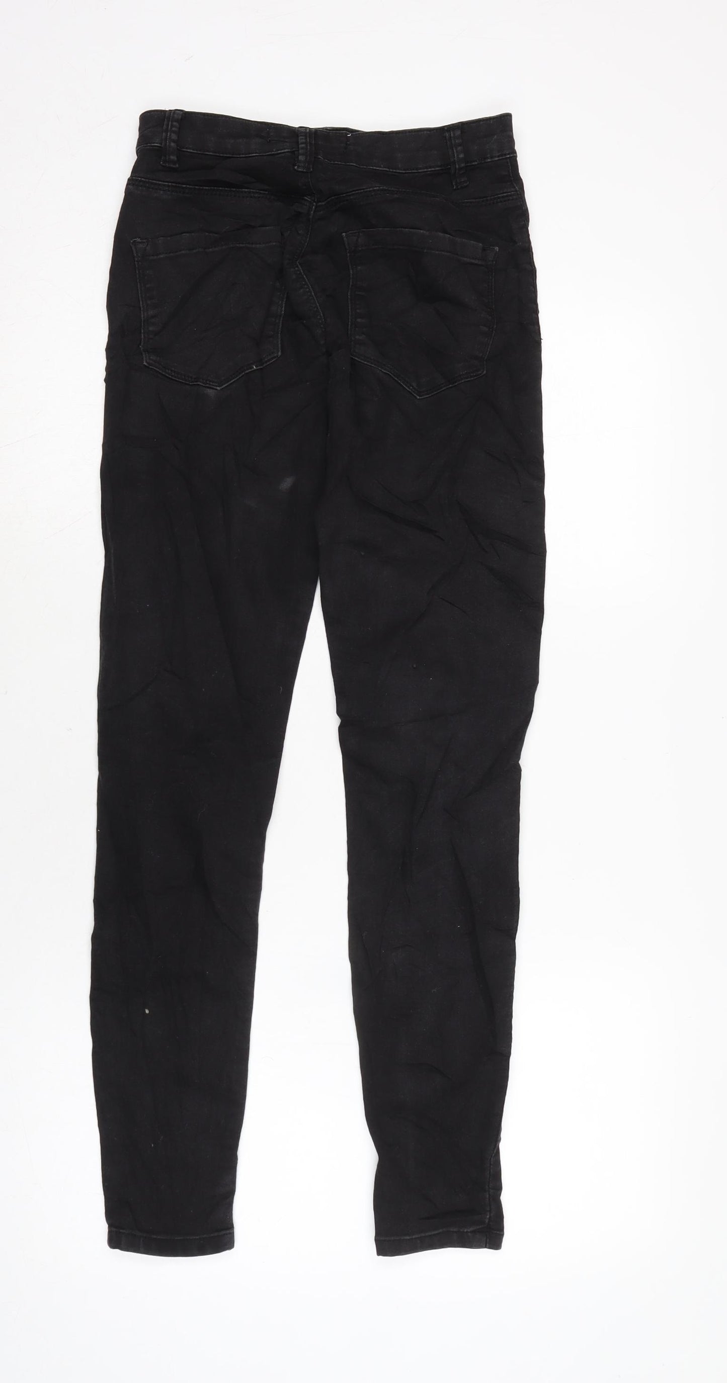 Berksha Womens Black Cotton Blend Tapered Jeans Size 8 L28 in Regular Zip