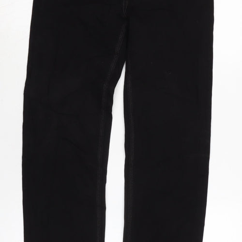 Marks and Spencer Womens Black Cotton Blend Straight Jeans Size 8 L30 in Regular Zip - Gemstone detail to front an back pockets.