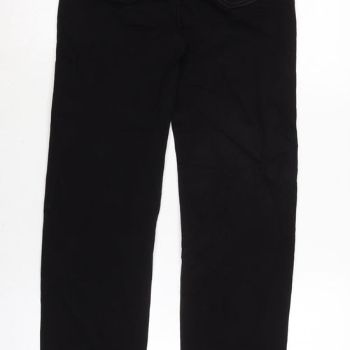 Marks and Spencer Womens Black Cotton Blend Straight Jeans Size 8 L30 in Regular Zip - Gemstone detail to front an back pockets.
