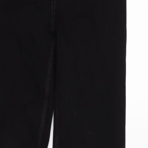 Marks and Spencer Womens Black Cotton Blend Straight Jeans Size 8 L30 in Regular Zip - Gemstone detail to front an back pockets.