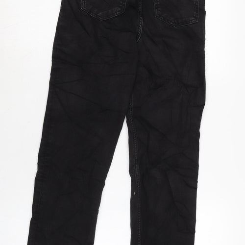 Marks and Spencer Womens Black Cotton Blend Straight Jeans Size 8 L29 in Regular Zip