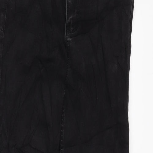 Marks and Spencer Womens Black Cotton Blend Straight Jeans Size 8 L29 in Regular Zip