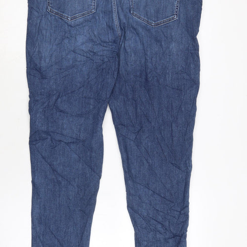 Marks and Spencer Womens Blue Cotton Blend Tapered Jeans Size 20 L29.5 in Regular Zip