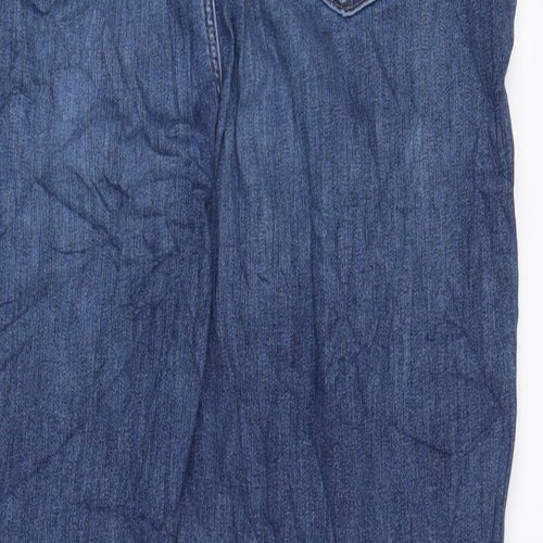 Marks and Spencer Womens Blue Cotton Blend Tapered Jeans Size 20 L29.5 in Regular Zip