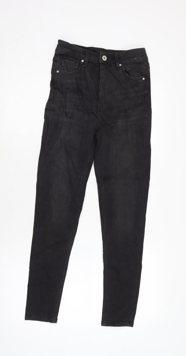 Marks and Spencer Womens Grey Cotton Blend Skinny Jeans Size 6 L25.5 in Regular Zip
