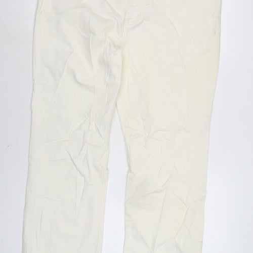 Marks and Spencer Womens Ivory Cotton Blend Flared Jeans Size 18 L28 in Regular Zip
