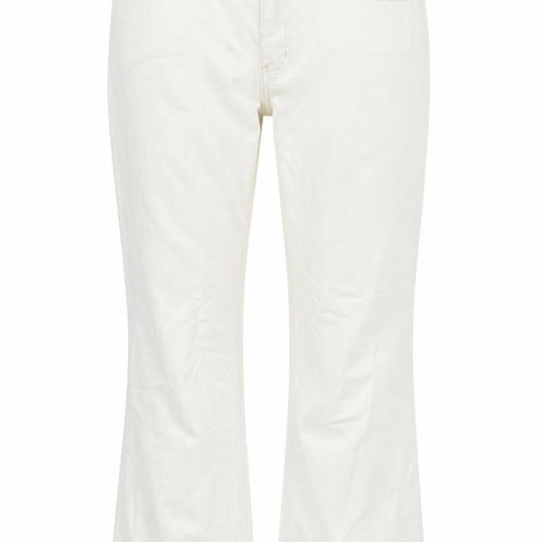 Marks and Spencer Womens Ivory Cotton Blend Flared Jeans Size 18 L28 in Regular Zip